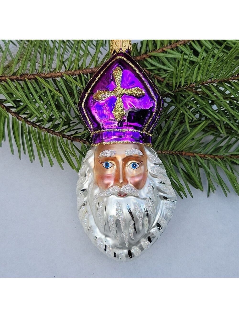 Father Christmas Purple and White Ornament
